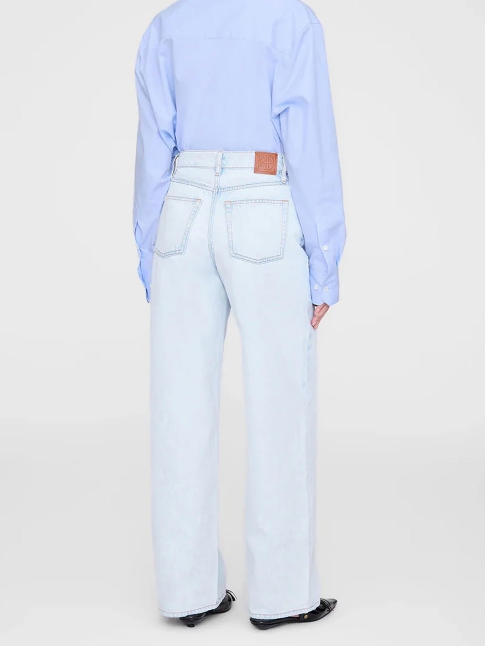 Annie Bing Manon High Waist Baggy Wide Leg Jeans Ultra Bleached Size 26 - Picture 2 of 13
